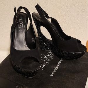 Pleaser Swan Suede Rhinestone Funky Heels